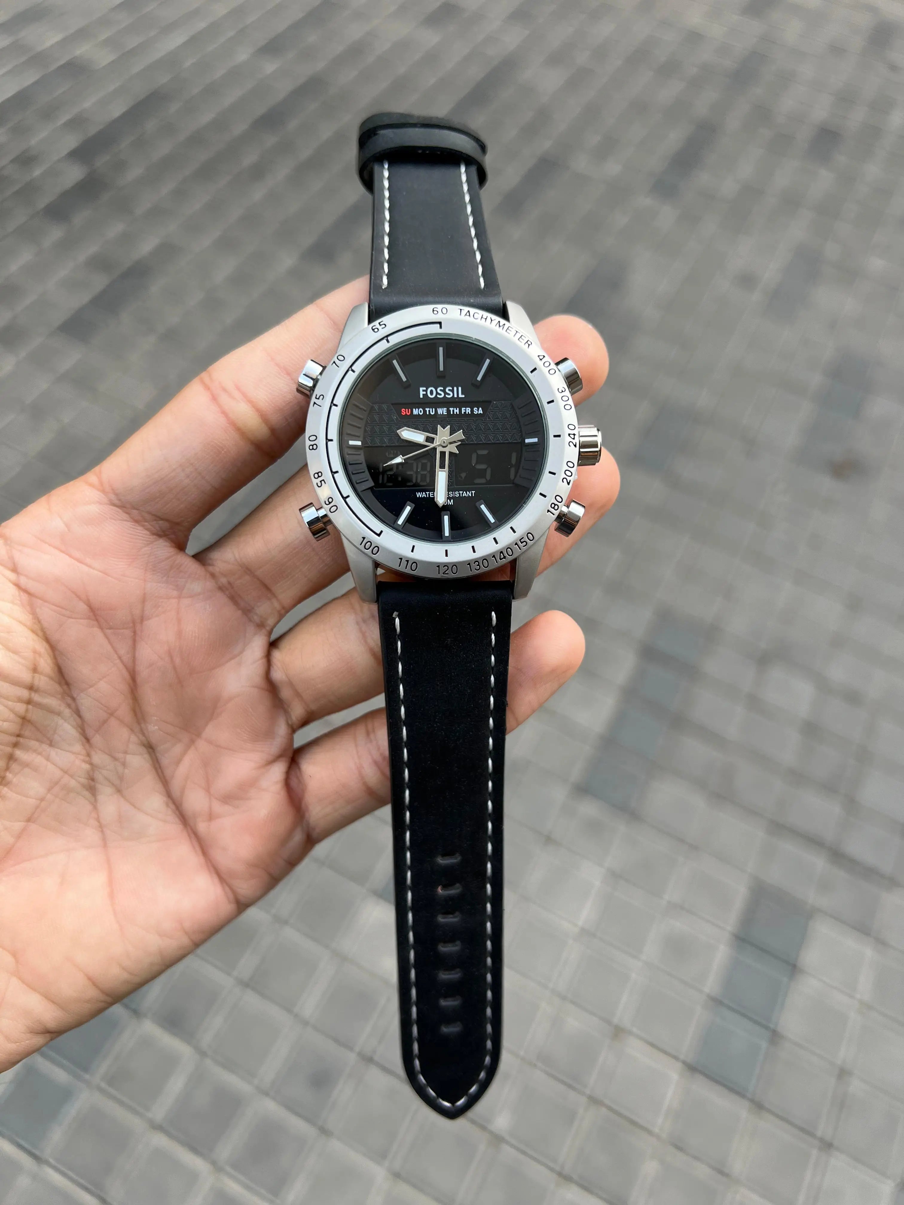 Fossi l Dual Time Silver Black Main image