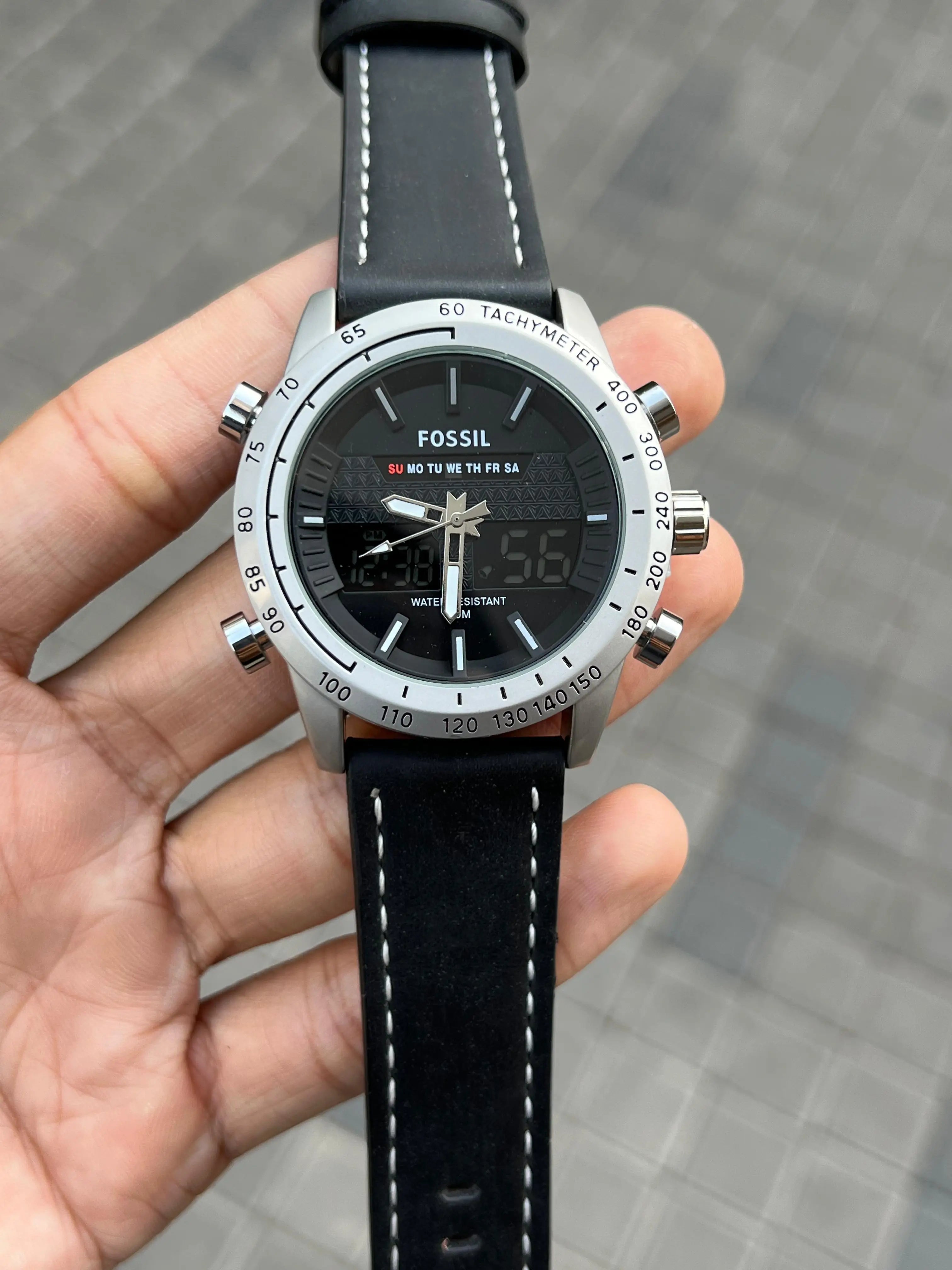 Fossi l Dual Time Silver Black Secondary image
