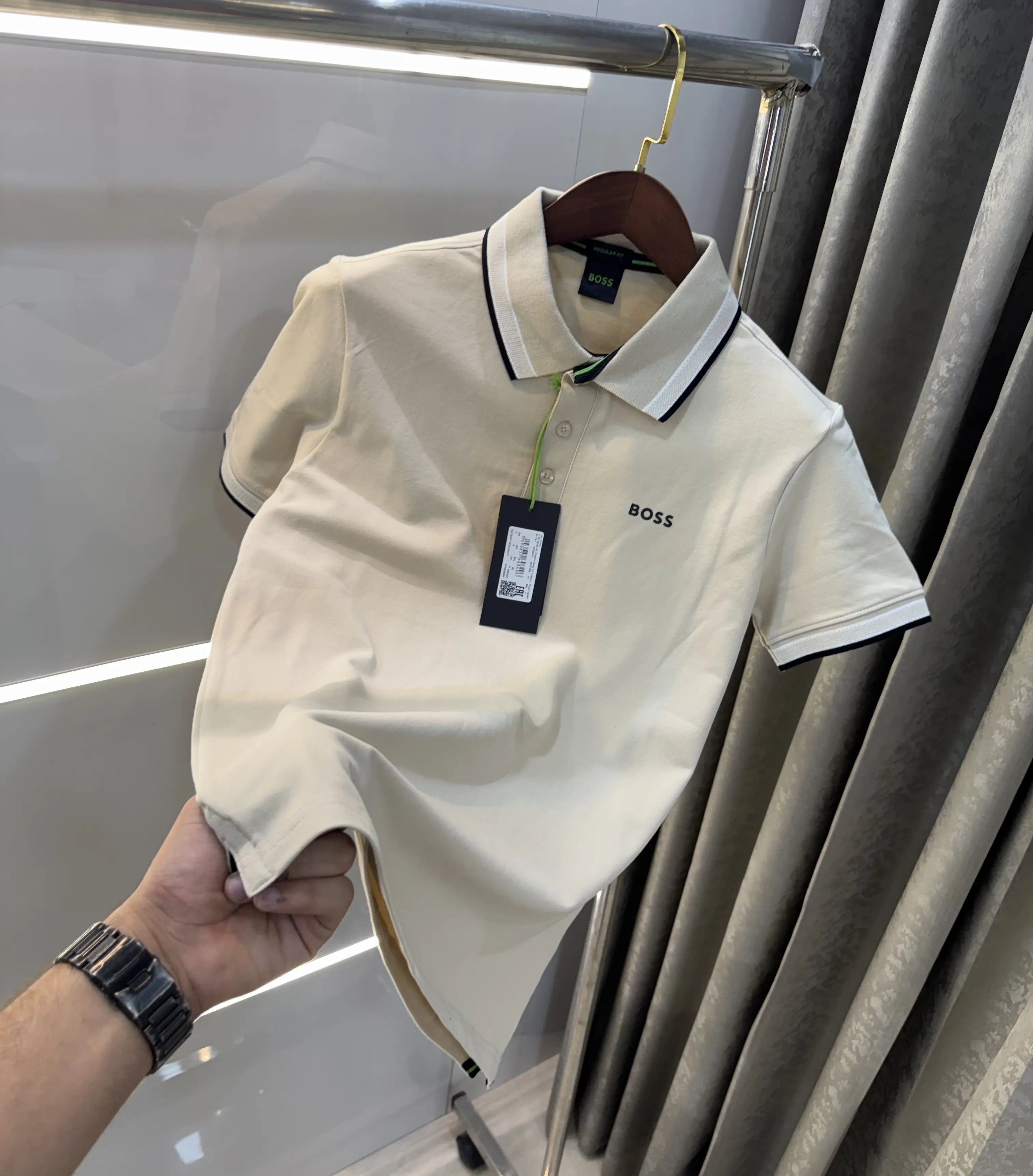 Hugo  Bos s Beige Logo Work Premium Polo T-shirt Main image