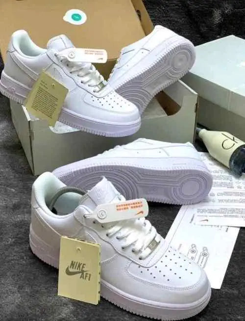 Nikee Airforce 1 White Pure Leather UA Quality for her fi
