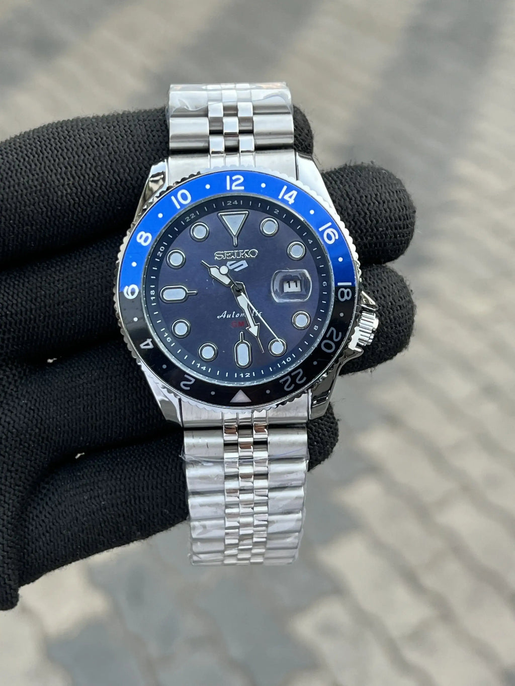 Seik_o 5 Sports Blue GMT Swift Movement Back Open