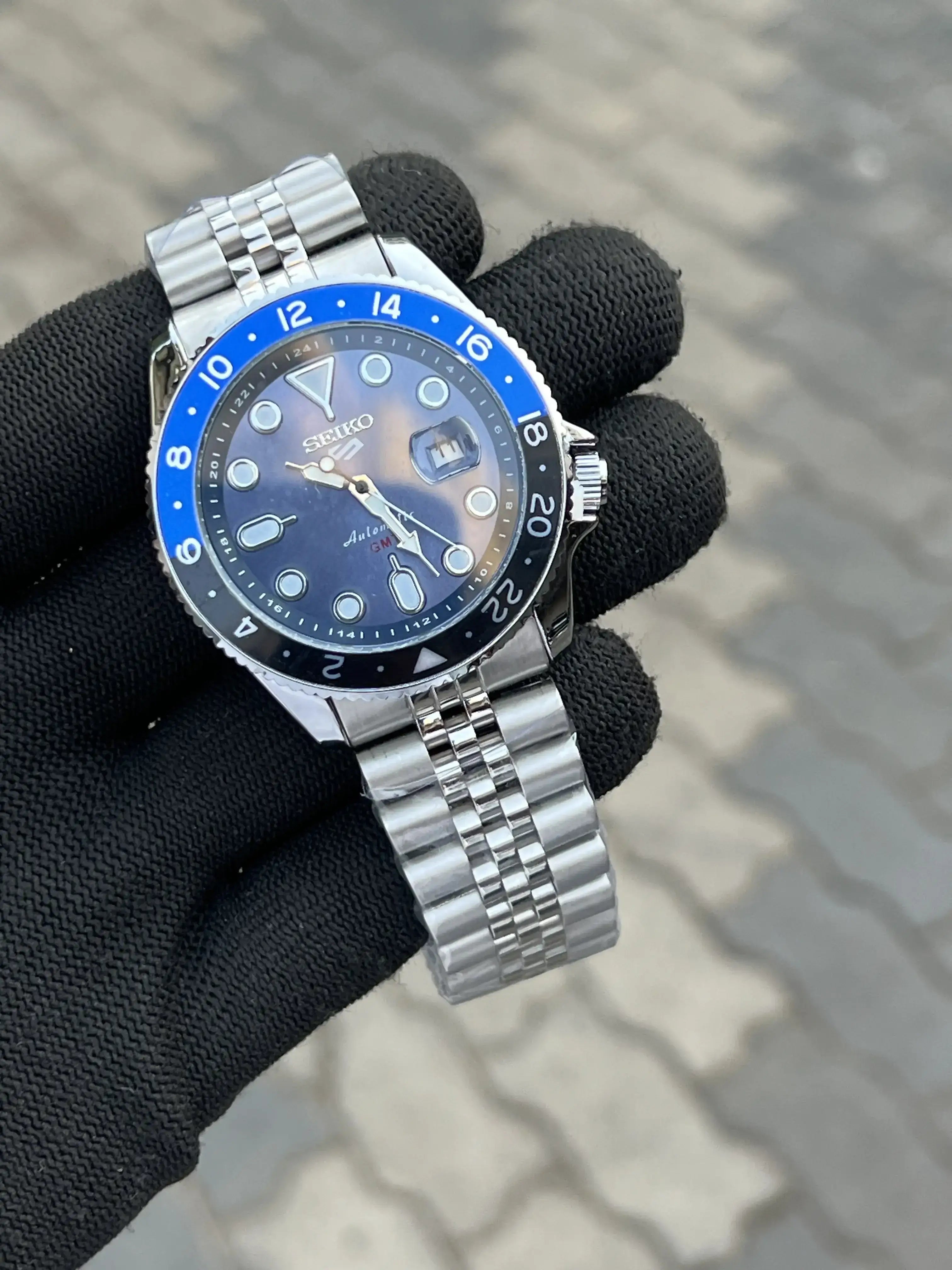 Seik_o 5 Sports Blue GMT Swift Movement Back Open