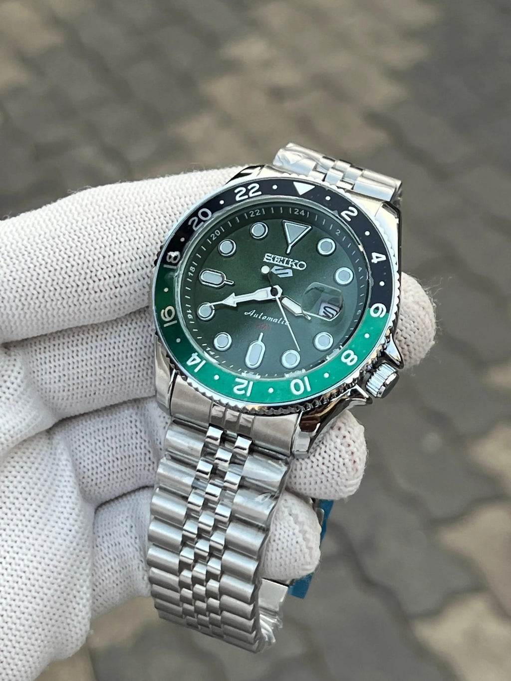 Seik_o 5 Sports Blue GMT Green Swift Movement Back Open