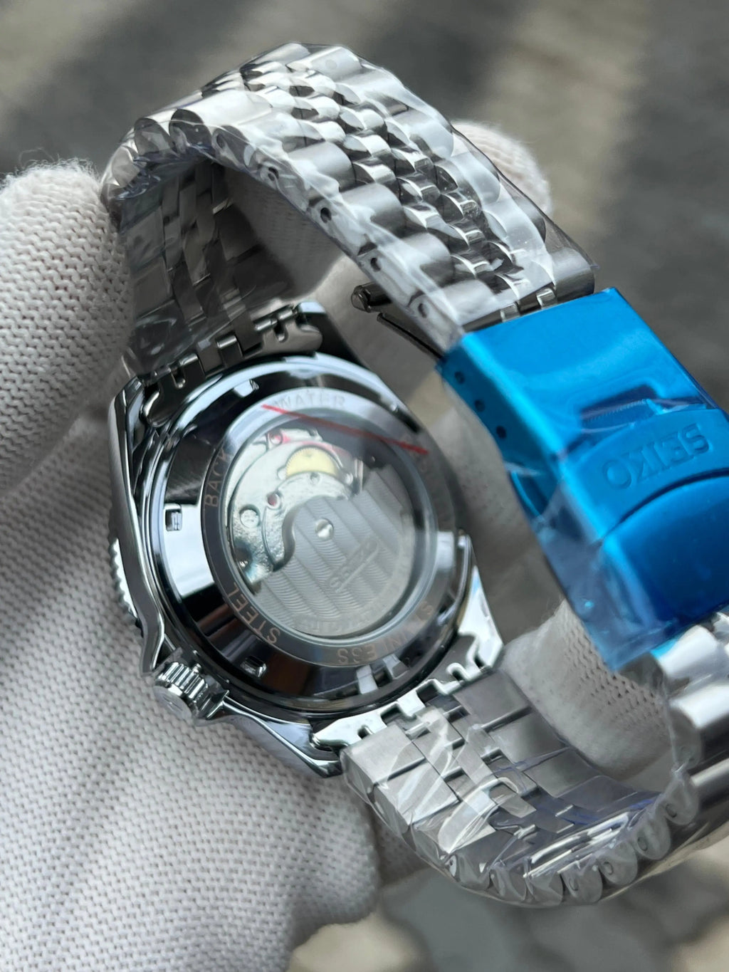 Seik_o 5 Sports Blue GMT Green Swift Movement Back Open