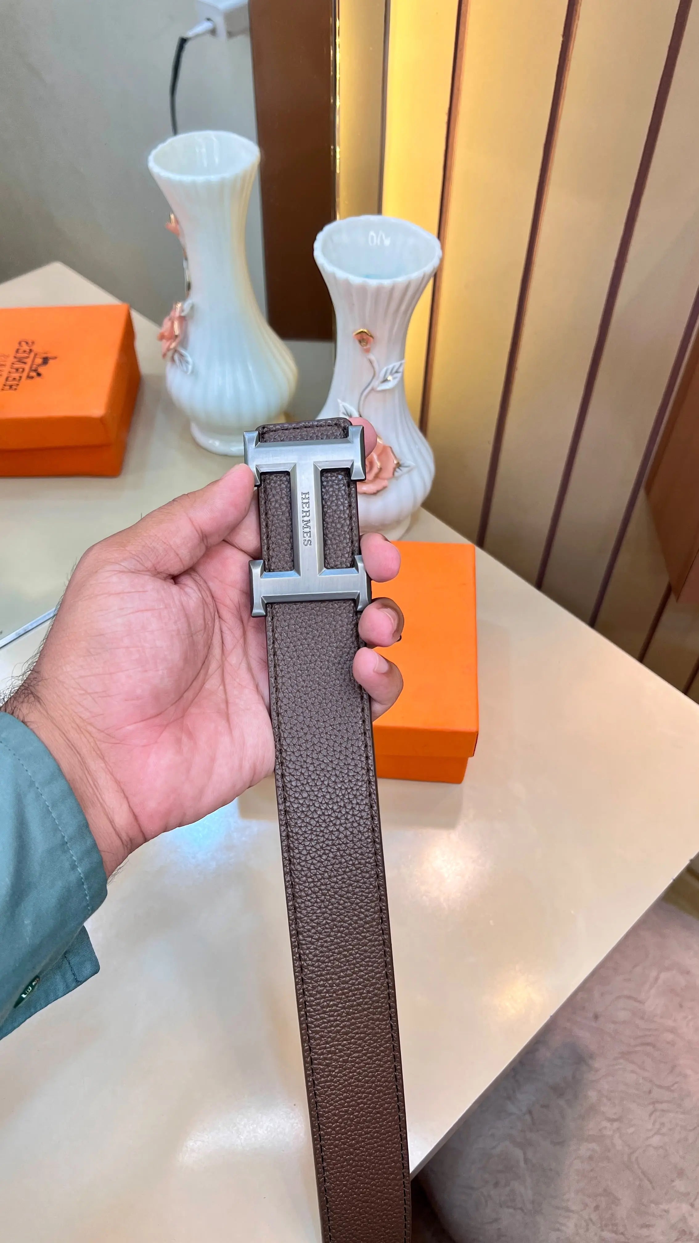 HERMES PREMIUM QUALITY IMP LEATHER BELT WITH OG BOX H-811 Secondary image