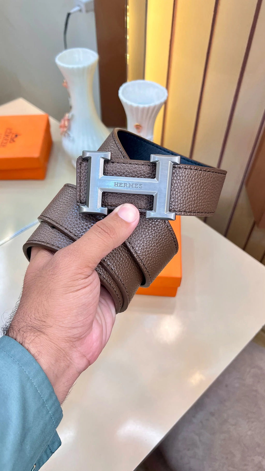 HERMES PREMIUM QUALITY IMP LEATHER BELT WITH OG BOX H-811