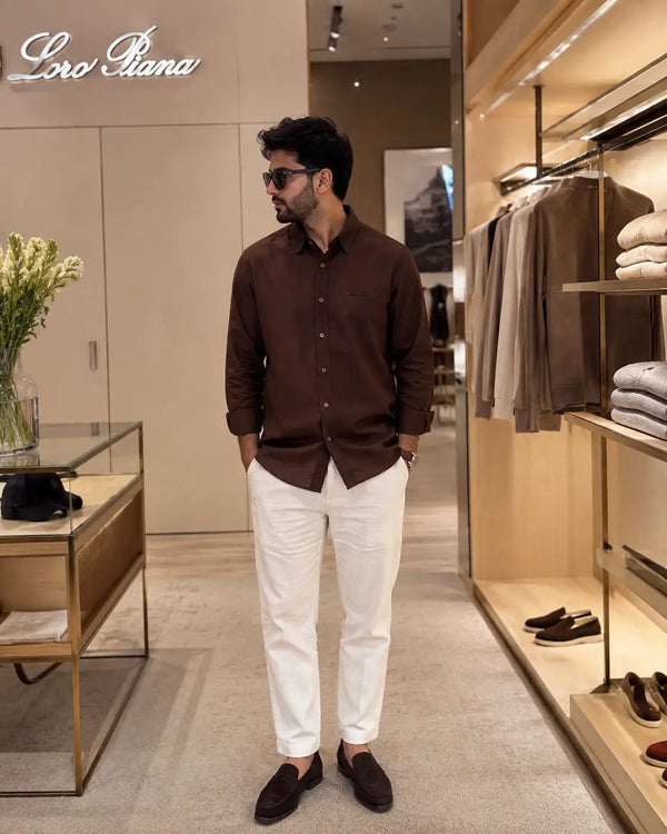 Loro Piana Brown White Italian Imported Combo