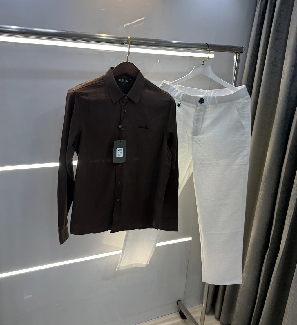 Loro Piana Brown White Italian Imported Combo
