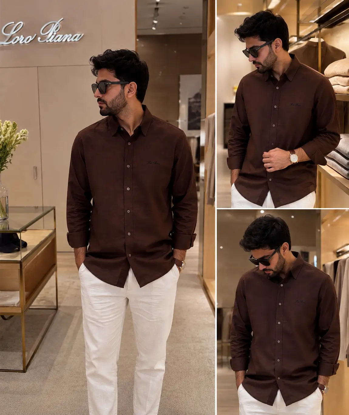 Loro Piana Brown White Italian Imported Combo Main image