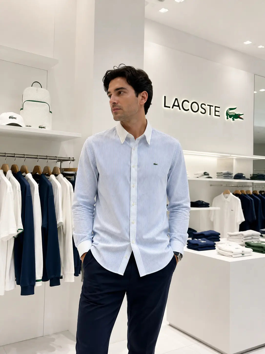 Lacost e Sky Blue Embroidery Logo Premium Oxford Shirt Main image