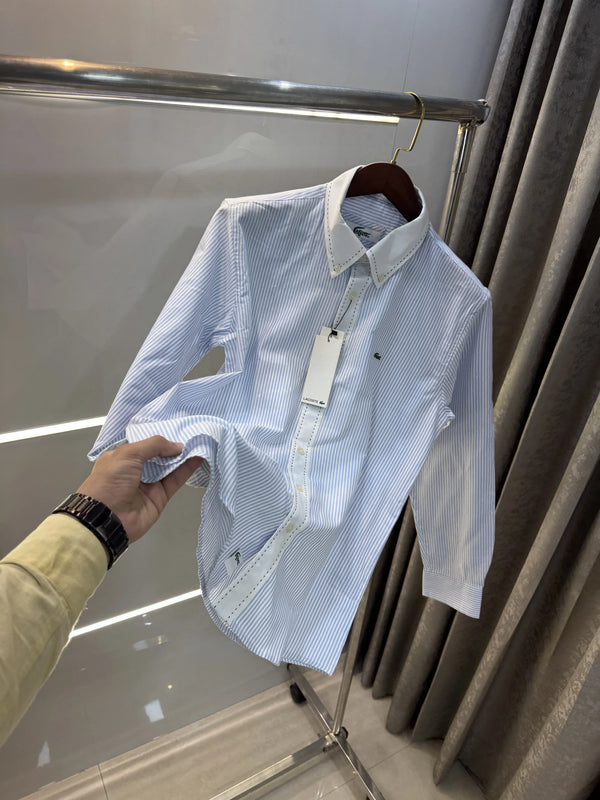 Lacost e Sky Blue Embroidery Logo Premium Oxford Shirt