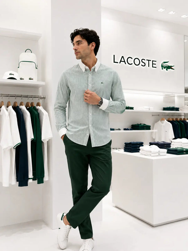 Lacost e Green  Embroidery Logo Premium Oxford Shirt