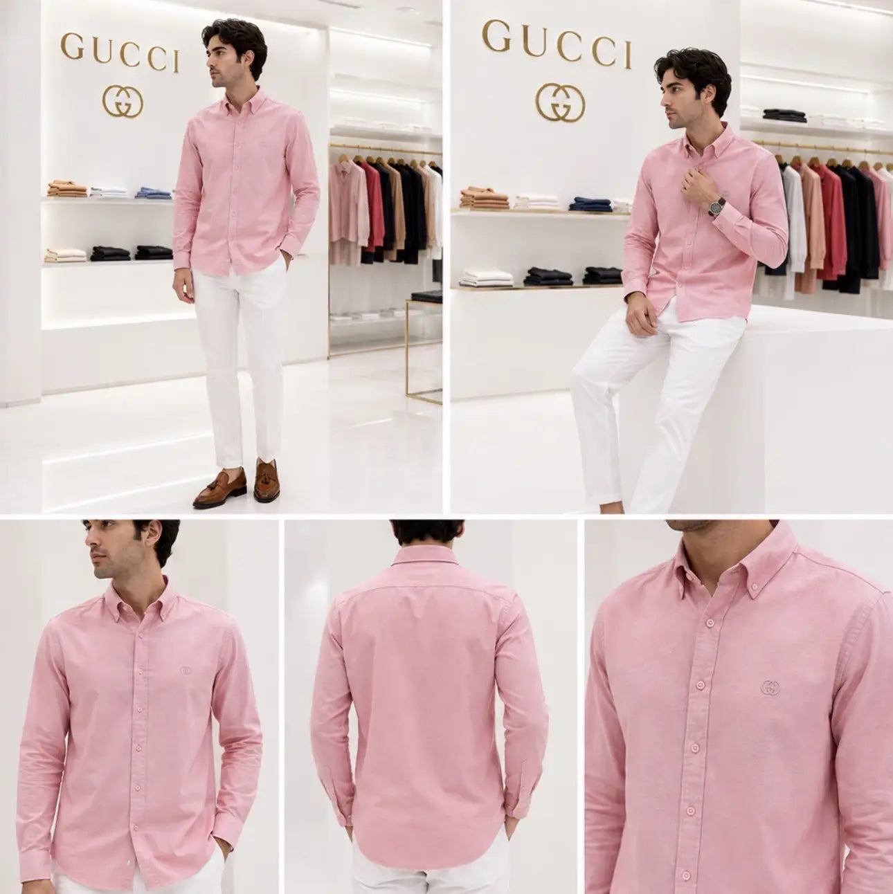 Gucc i Pink White Italian Imported Combo Secondary image