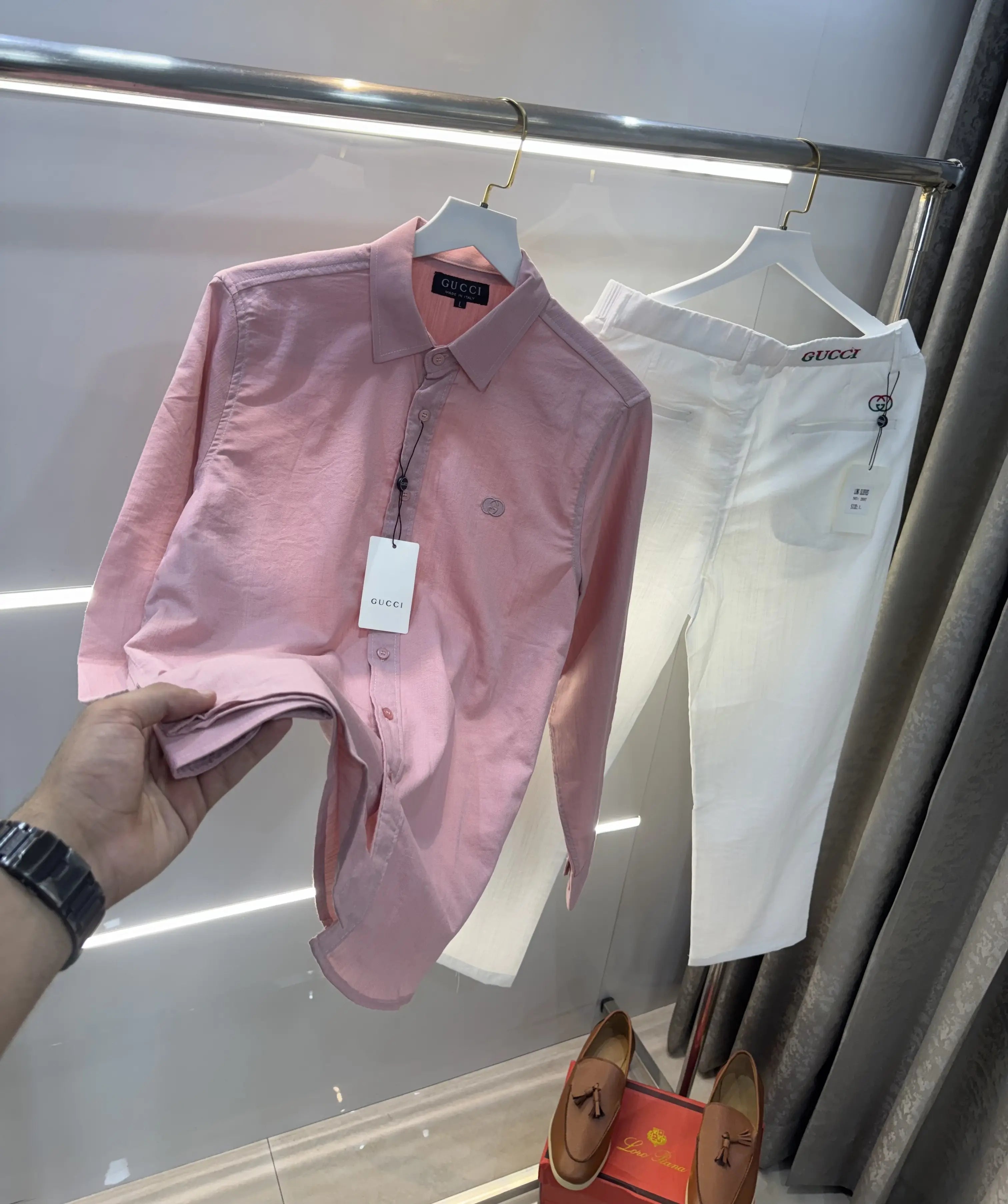 Gucc i Pink White Italian Imported Combo
