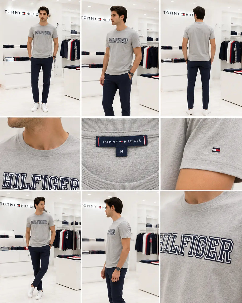 Tommy Hilfige r Grey Embroidery Logo Premium T-Shirt