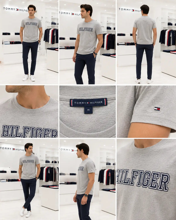 Tommy Hilfige r Grey Embroidery Logo Premium T-Shirt