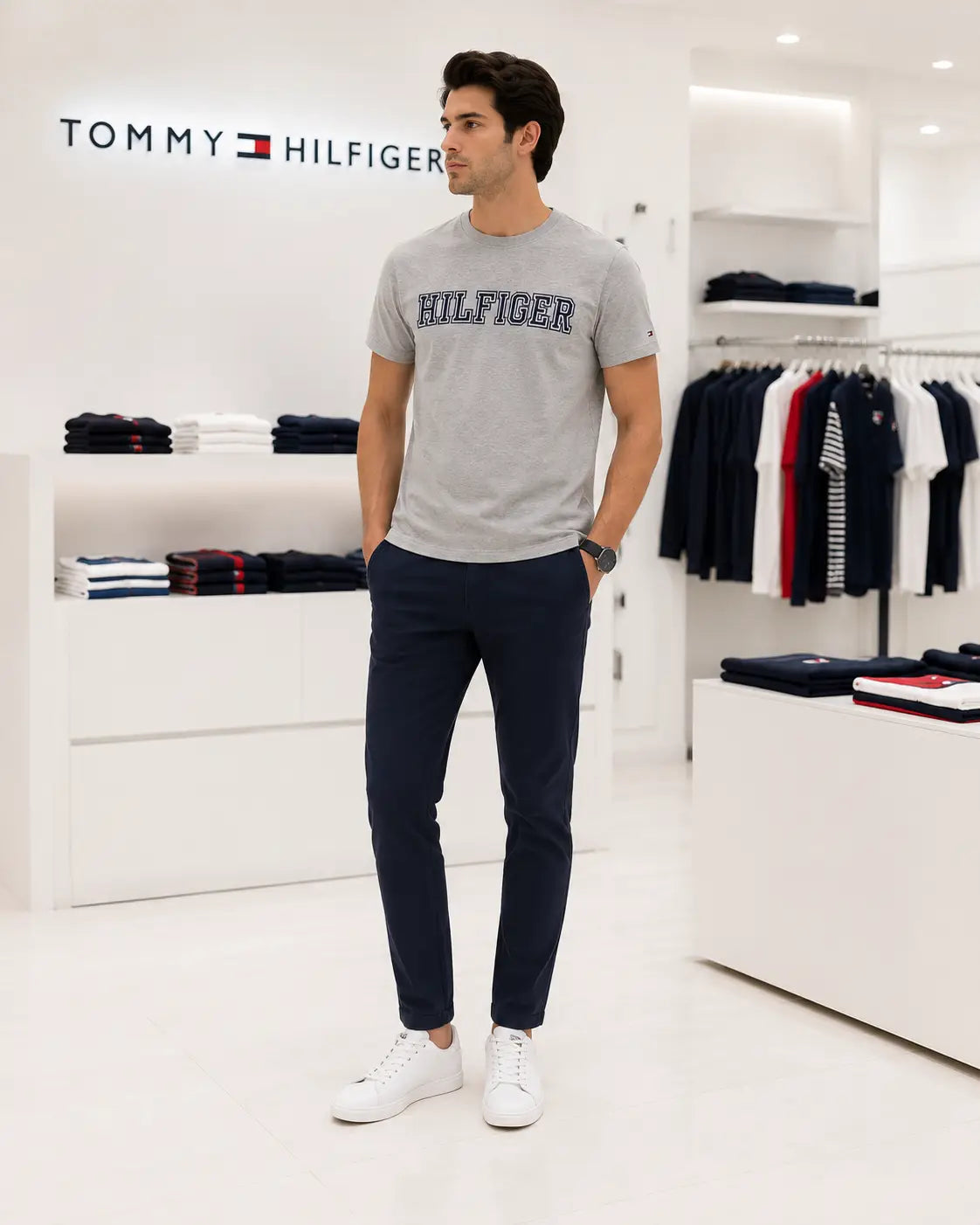 Tommy Hilfige r Grey Embroidery Logo Premium T-Shirt Main image