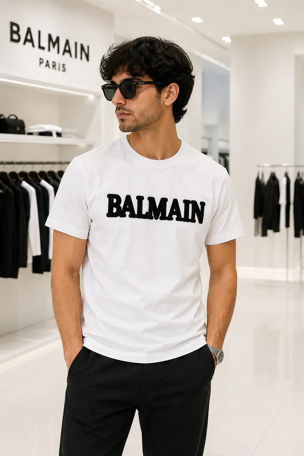 Balmai n Paris White Logo Work Imported T-Shirt Main image