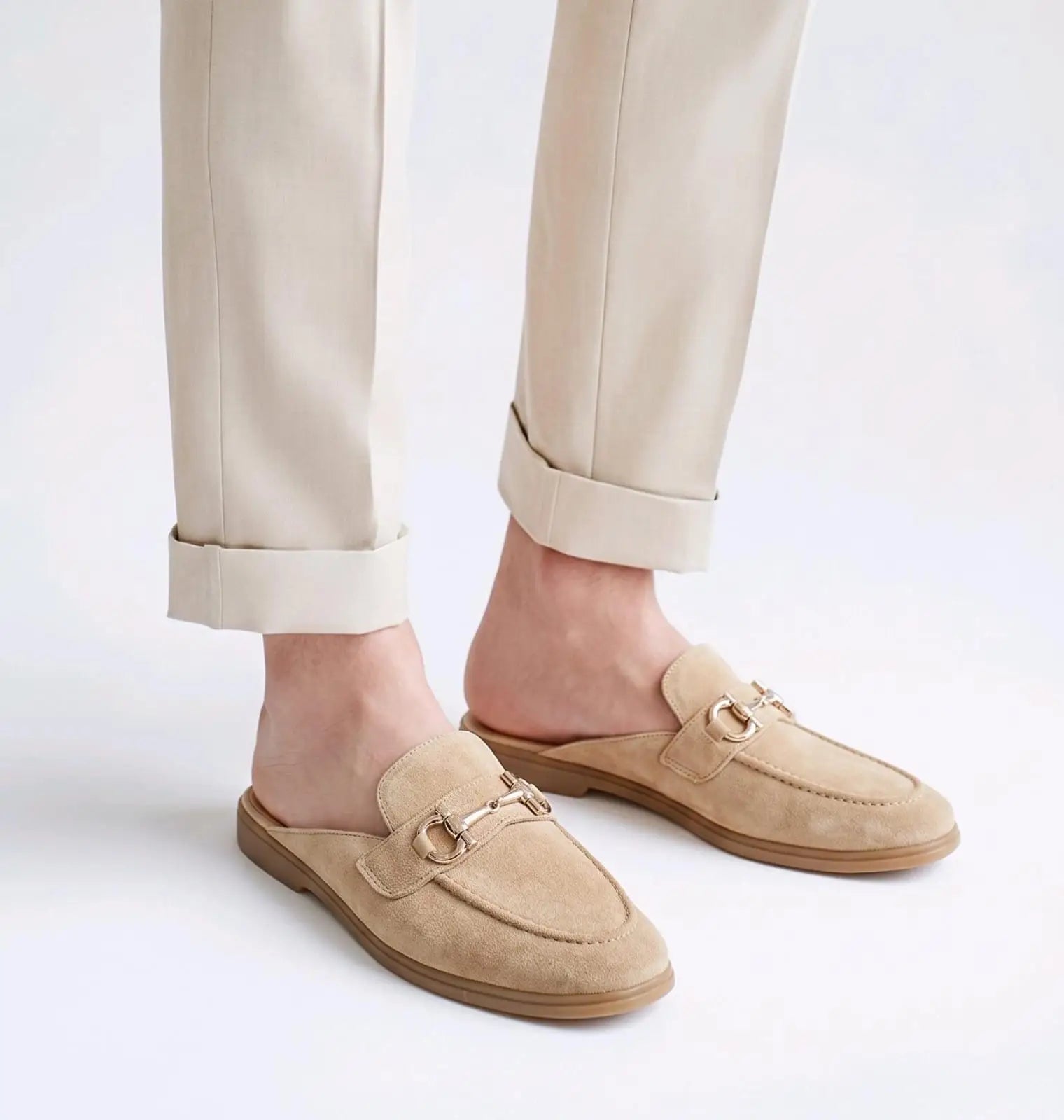 Salvatore_Ferragamo Beige Premium Suede Leather Slip-Ons Main image