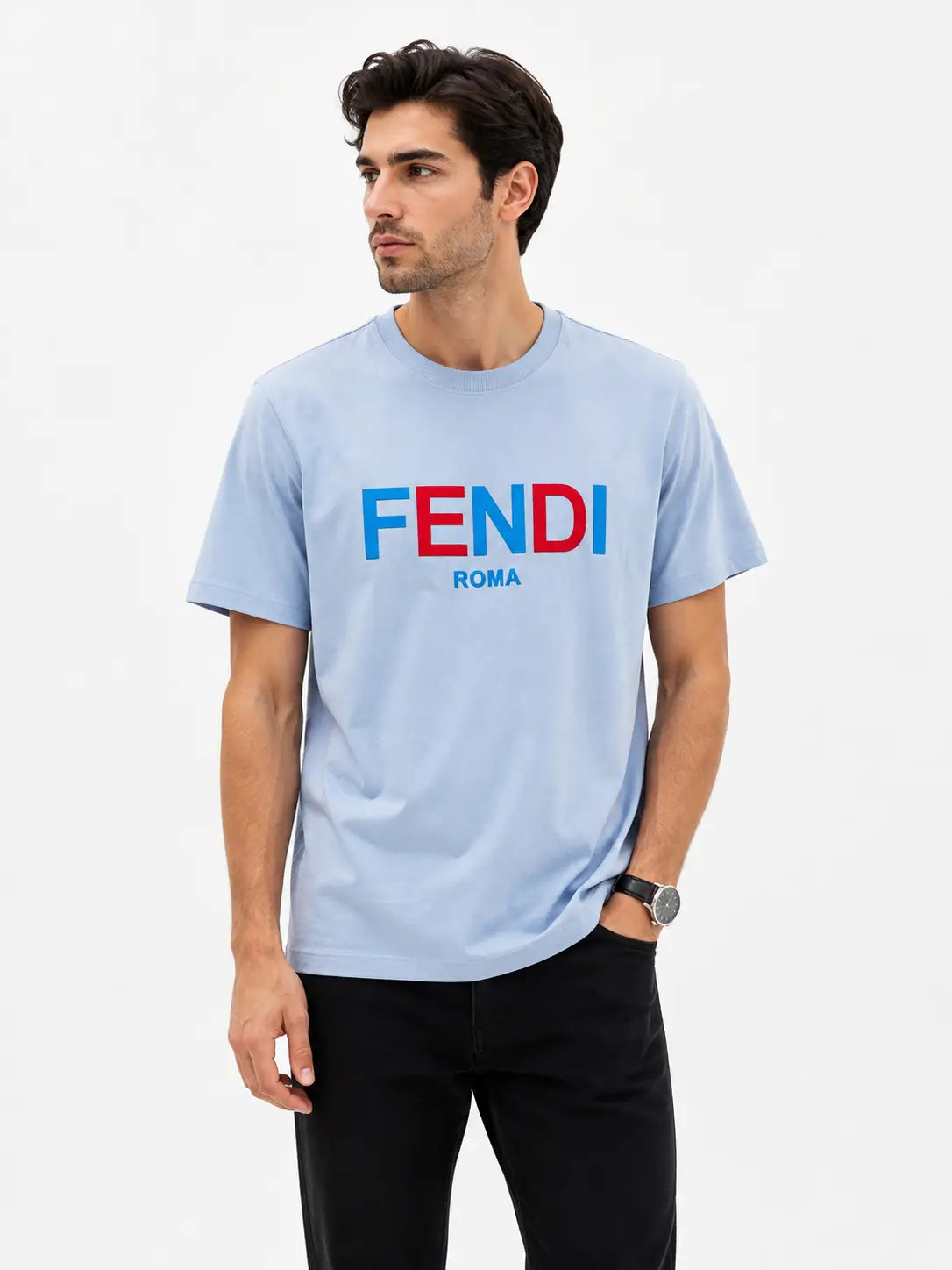 Fend i Sky Blue Logo Work Imported T-Shirt Main image