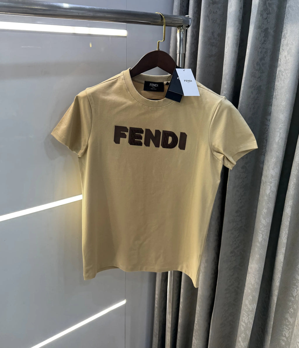 Fend i Beige Logo Work Imported T-Shirt