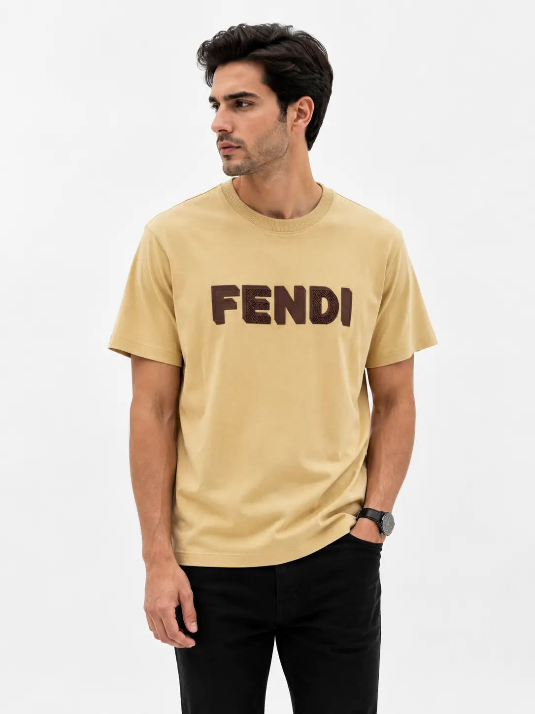 Fend i Beige Logo Work Imported T-Shirt Main image