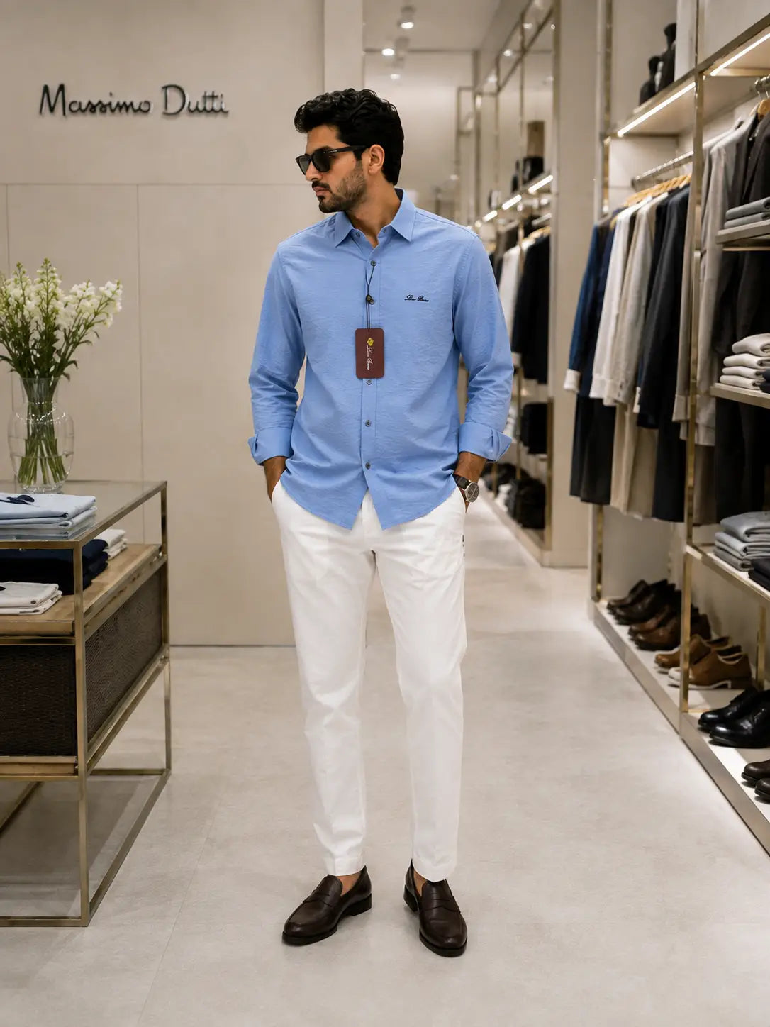 Loro Piana Sky Blue White Italian Imported Combo Main image