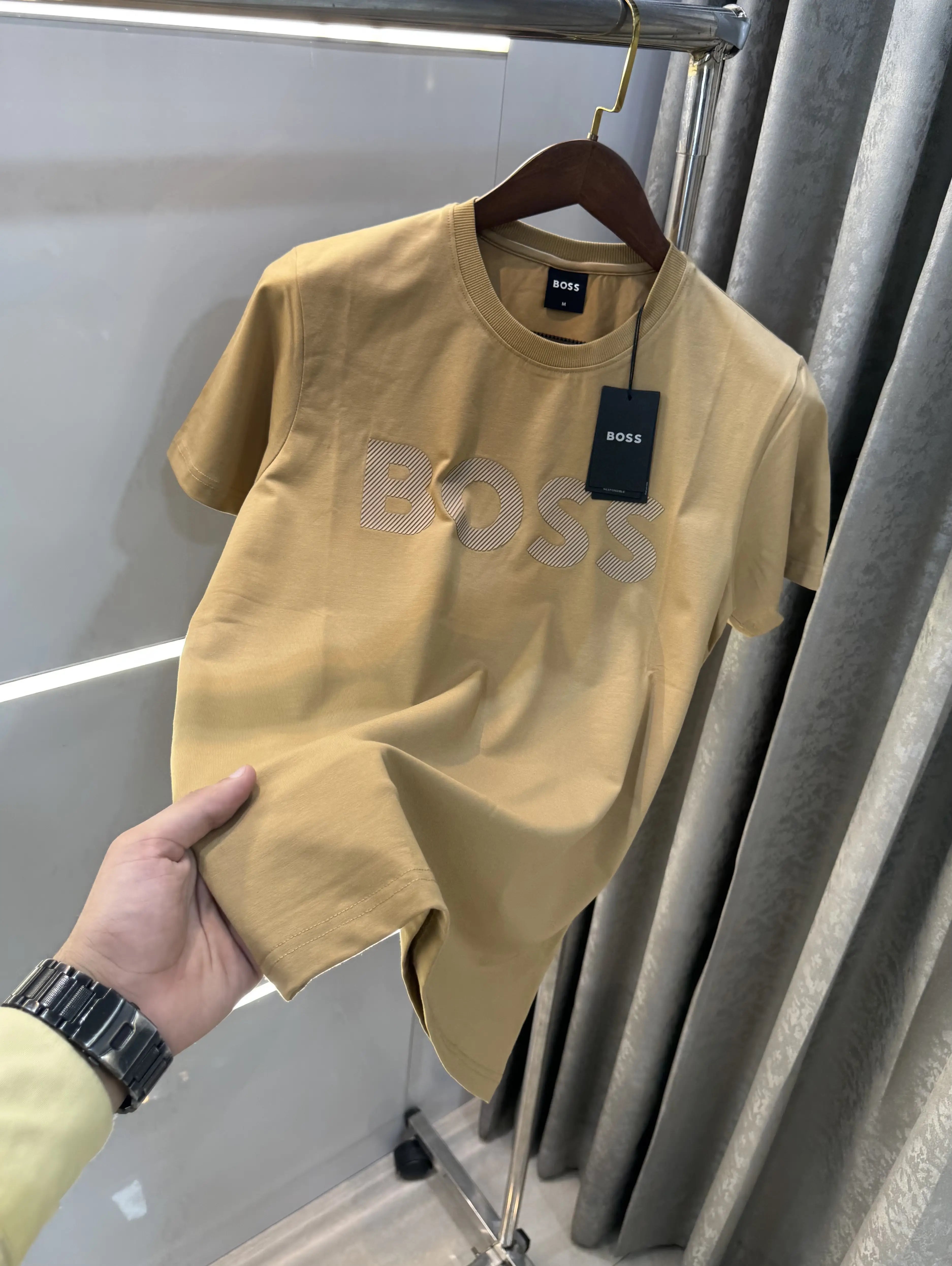 Hugo Bos s Beige Embroidery Logo Premium T-Shirt Secondary image