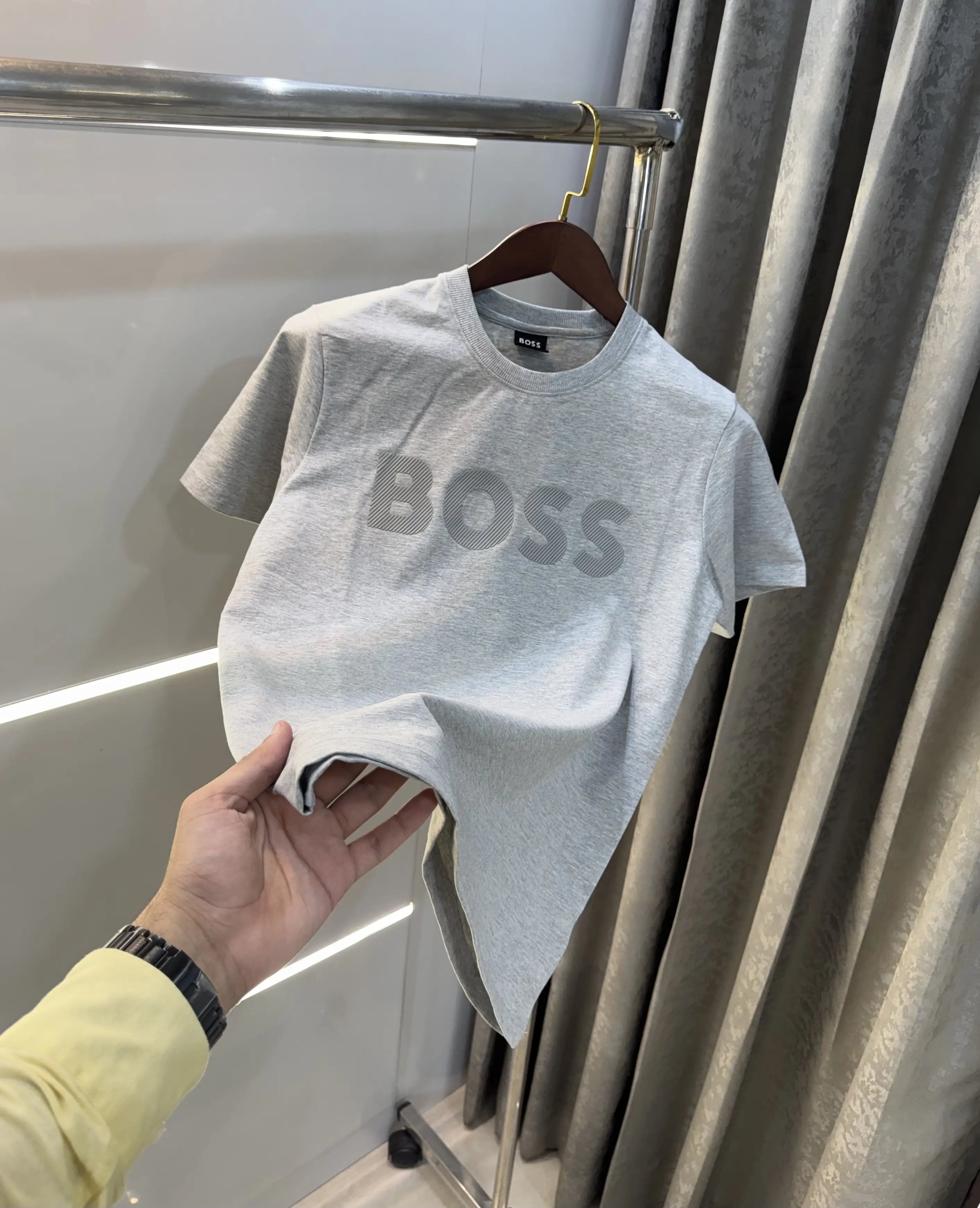 Hugo Bos s Grey Embroidery Logo Premium T-Shirt