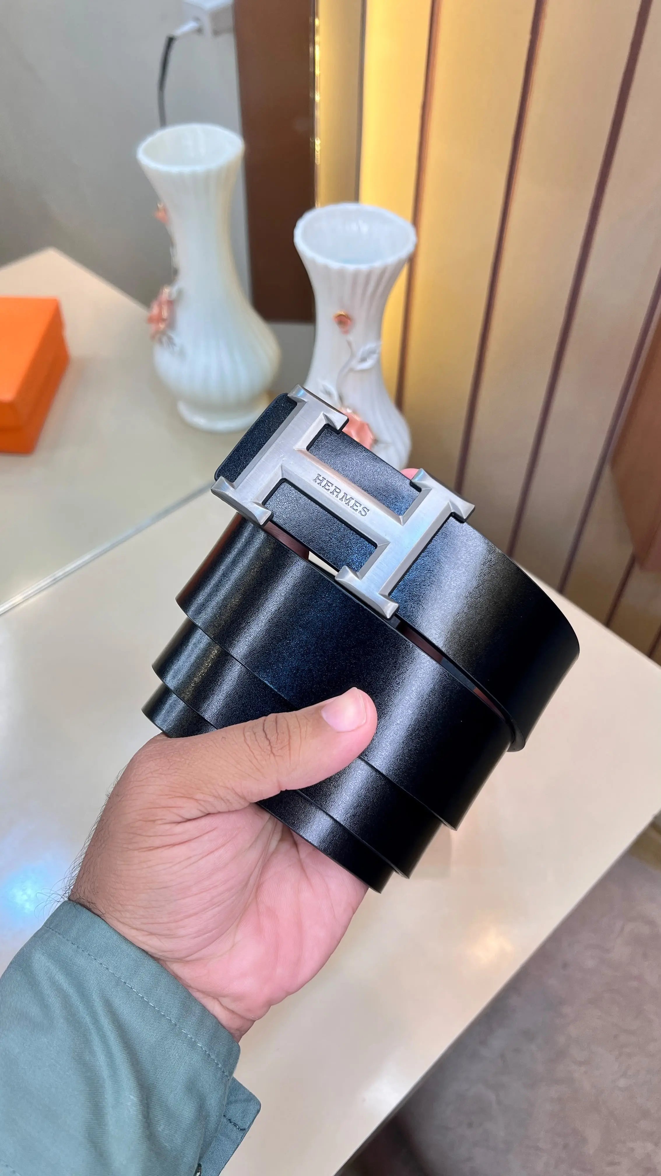 HERMES PREMIUM QUALITY IMP LEATHER BELT WITH OG BOX H-408 Main image