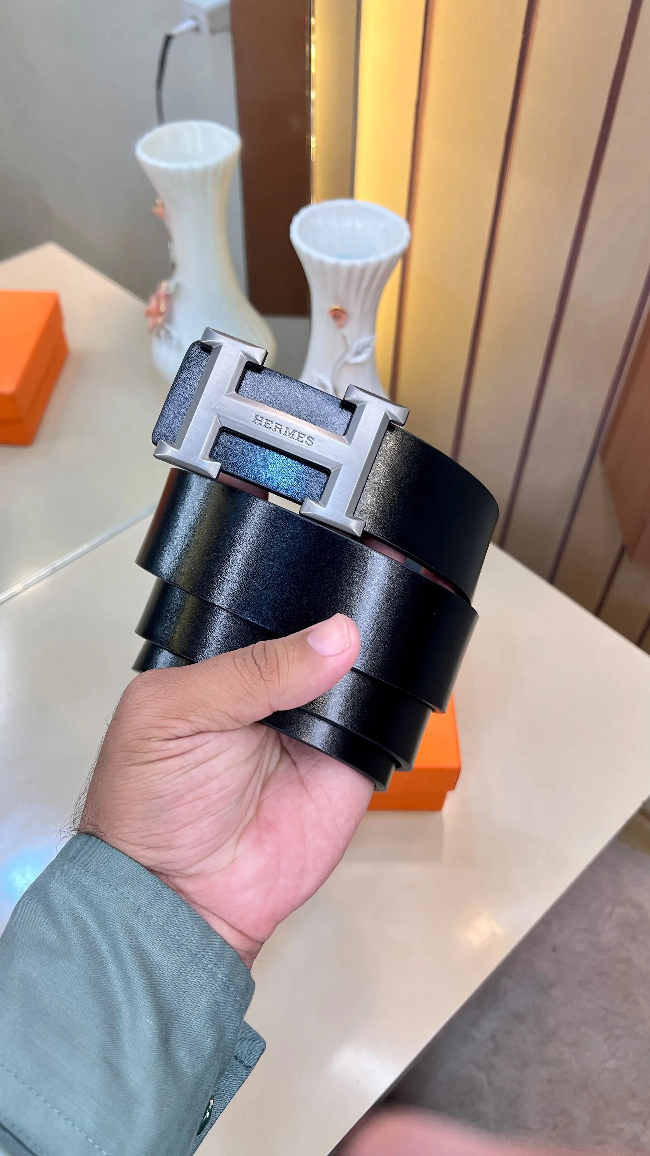 HERMES PREMIUM QUALITY IMP LEATHER BELT WITH OG BOX H-408 Secondary image