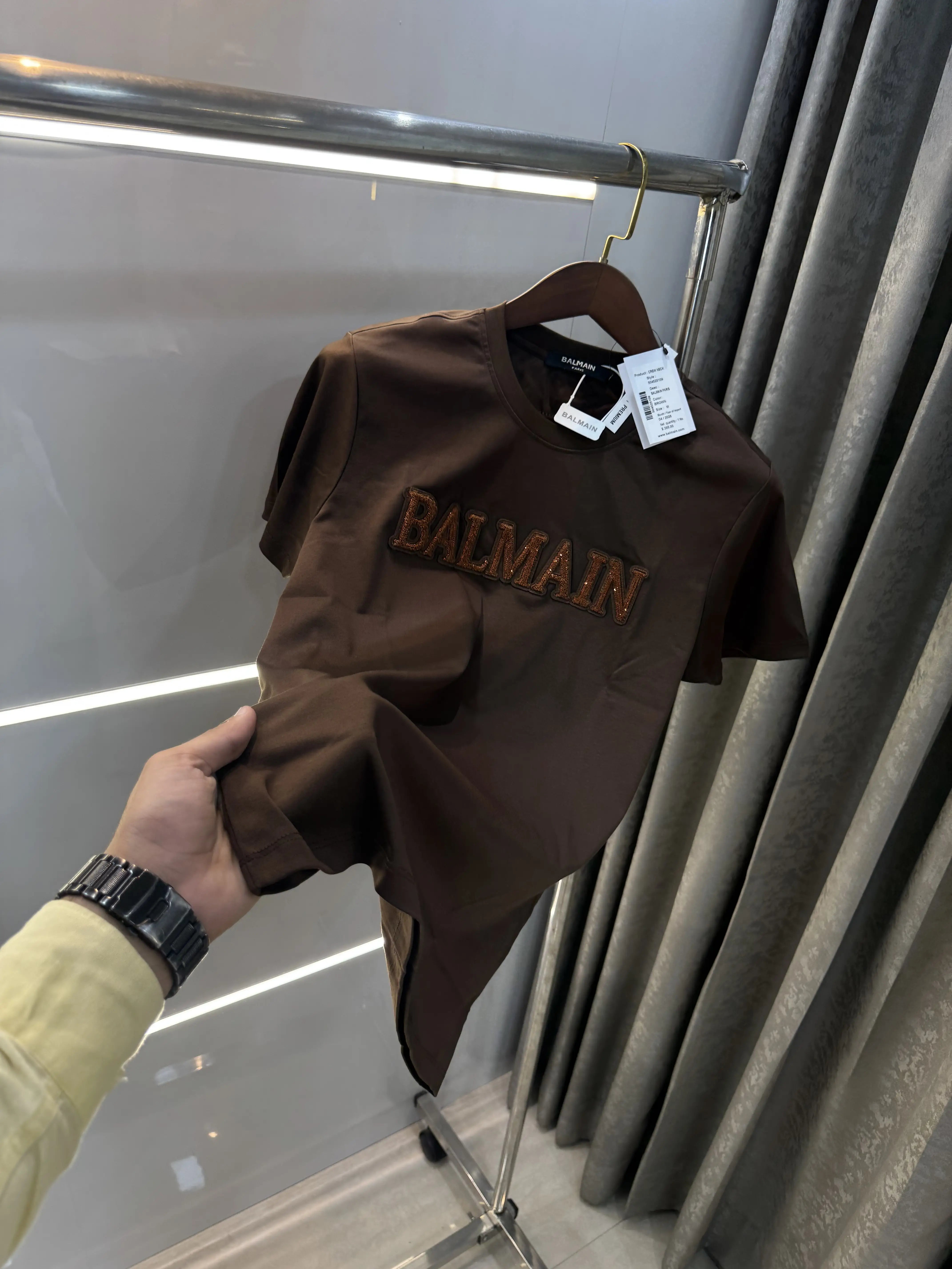 Balmai n Paris Brown Logo Work Imported T-Shirt Secondary image