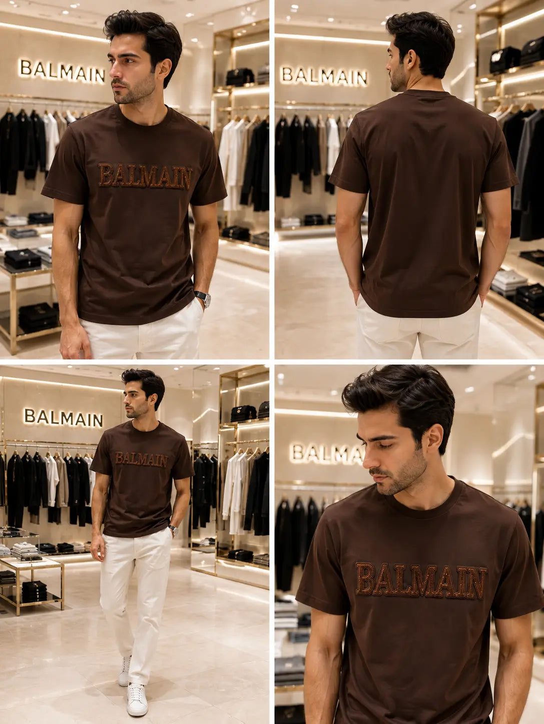 Balmai n Paris Brown Logo Work Imported T-Shirt Main image