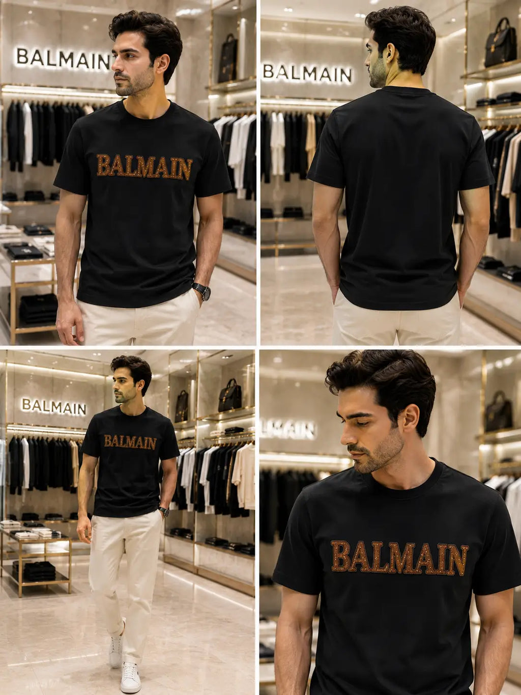 Balmai n Paris Black B Logo Work Imported T-Shirt