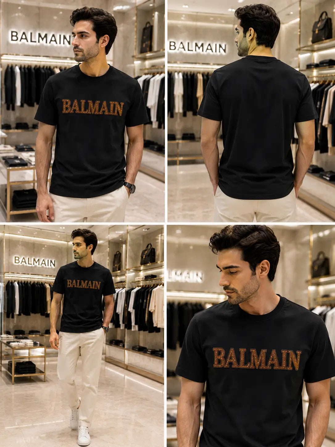 Balmai n Paris Black B Logo Work Imported T-Shirt Main image