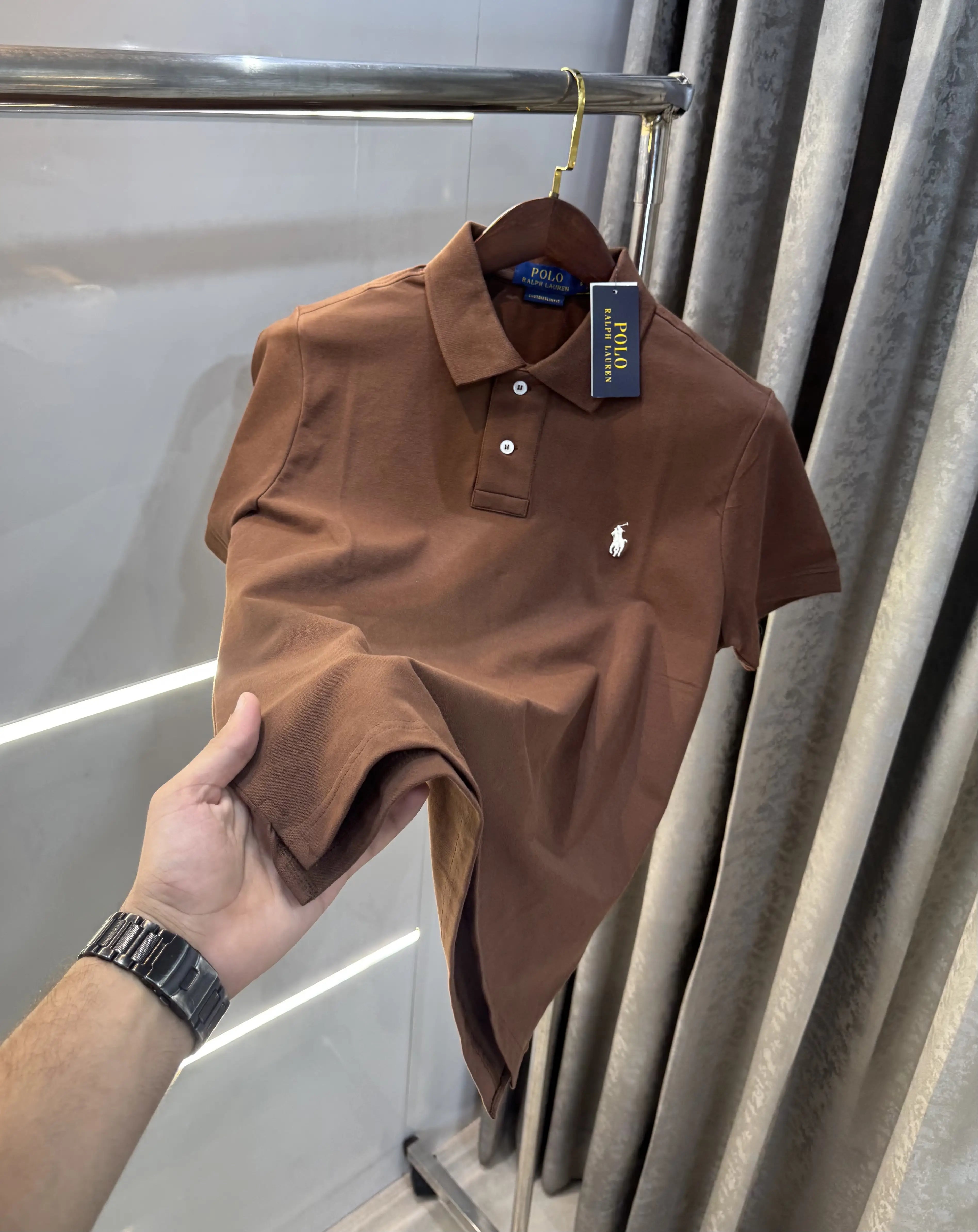 Ralph Lauren Brown Embroidery Logo Premium Classic Polo T-Shirt Main image