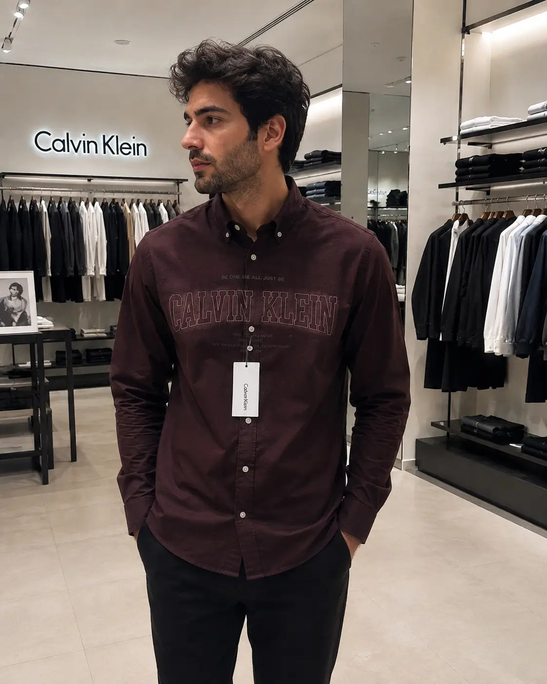 Calvin. Klein Wine Logo Work Premium Shirt Main image
