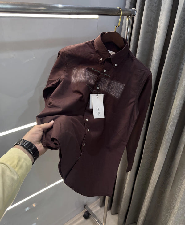 Calvin. Klein Wine Logo Work Premium Shirt