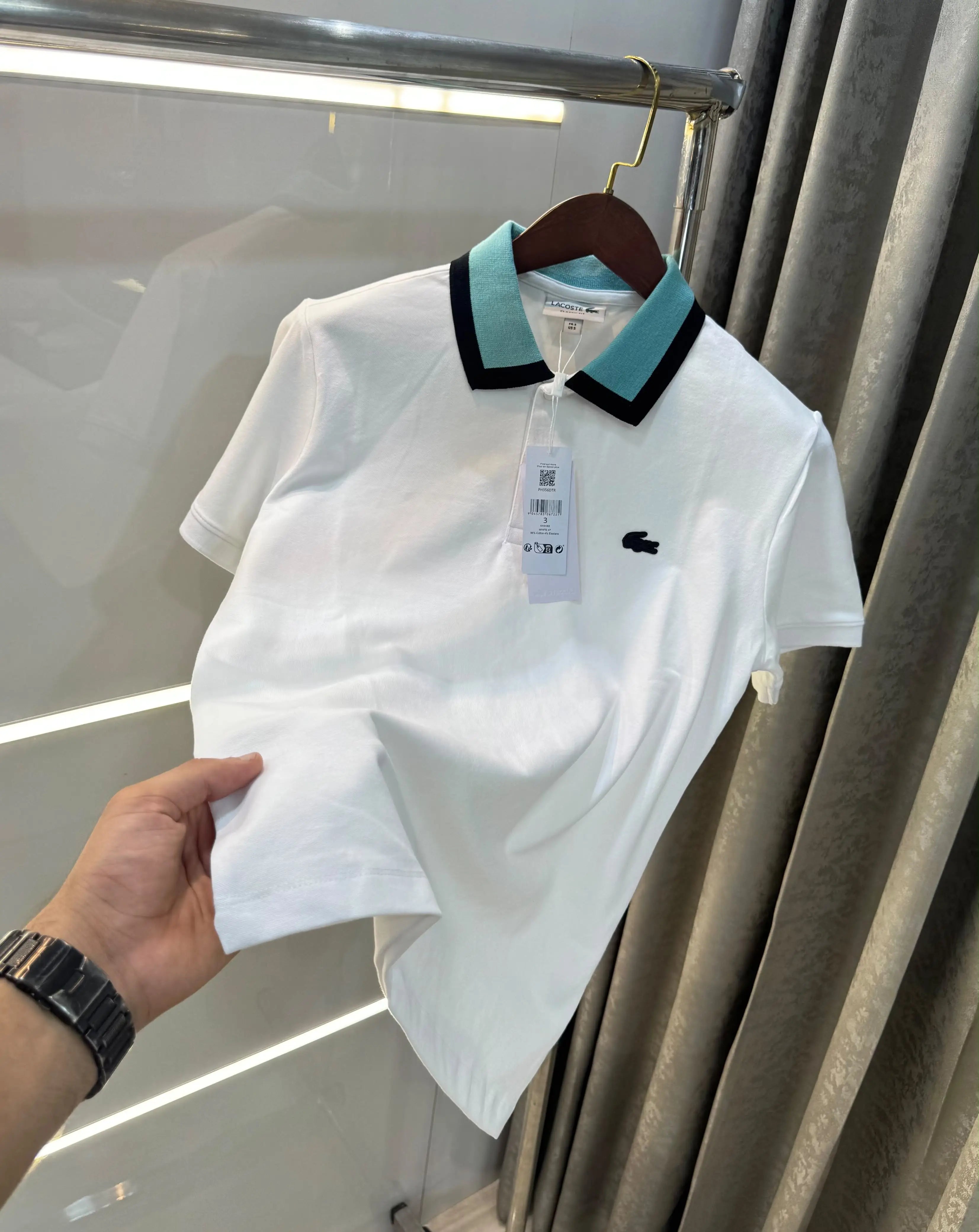 Lacost e White Embroidery Logo Premium Polo T-Shirt Main image