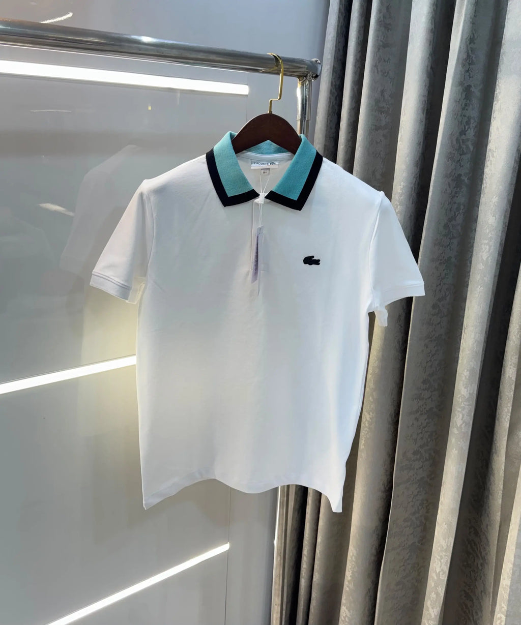 Lacost e White Embroidery Logo Premium Polo T-Shirt