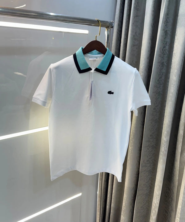 Lacost e White Embroidery Logo Premium Polo T-Shirt