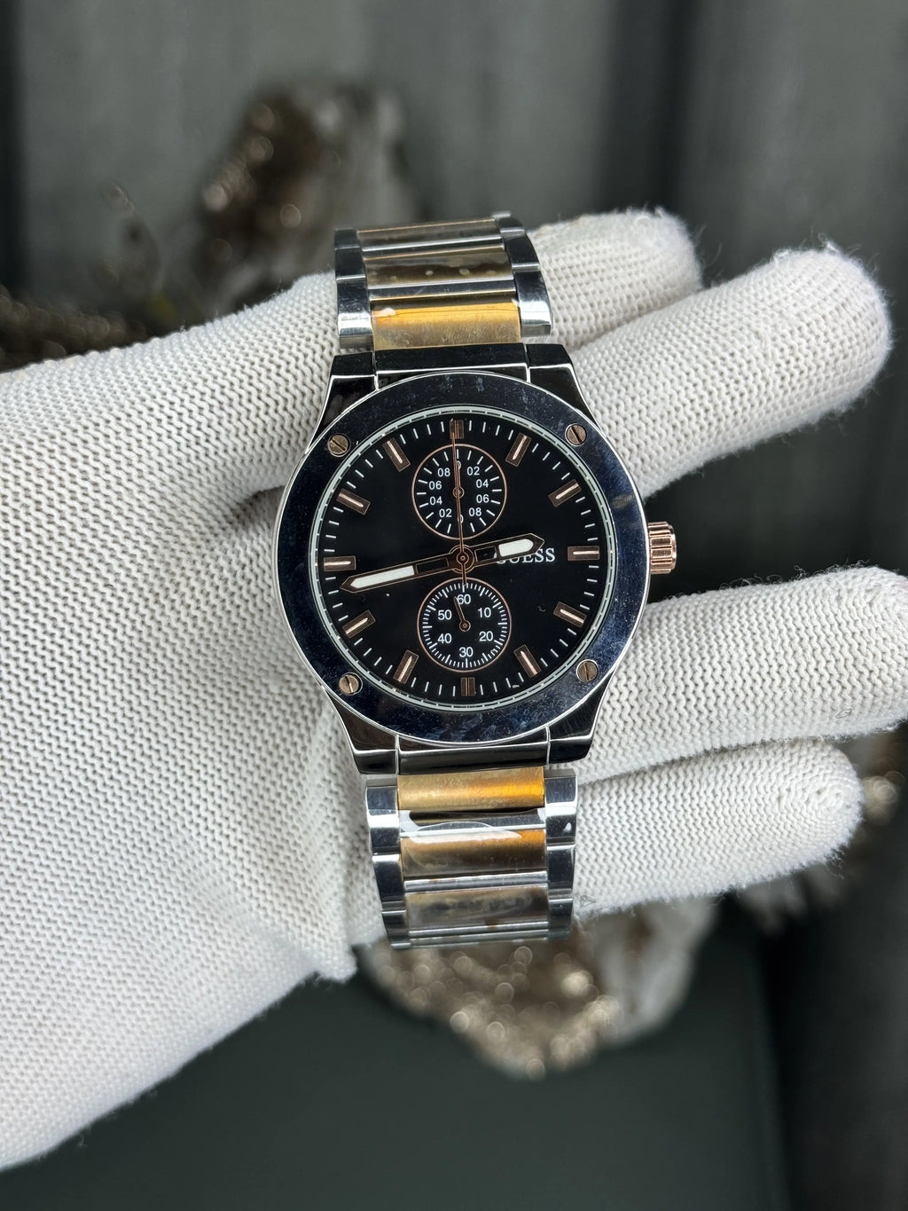 Guess Jet Dual Tone Black Metal Premium Watch