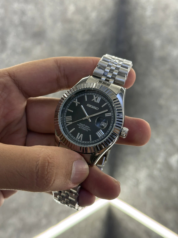 Seiko mod date just roman black 088