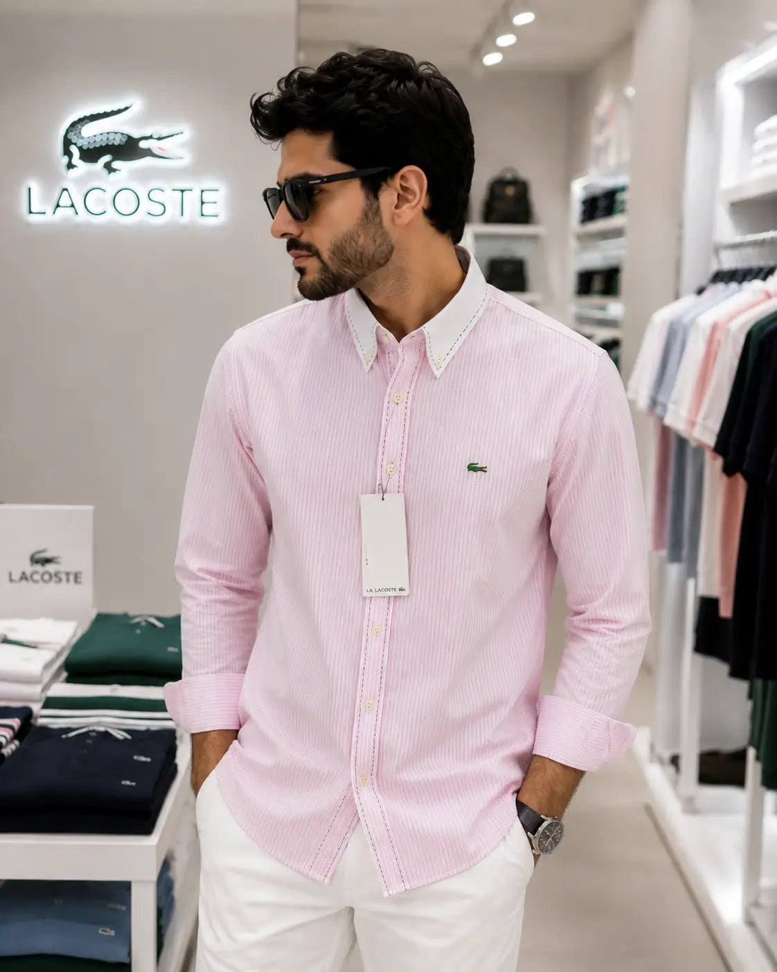 Lacost e Pink Embroidery Logo Premium Oxford Shirt Main image