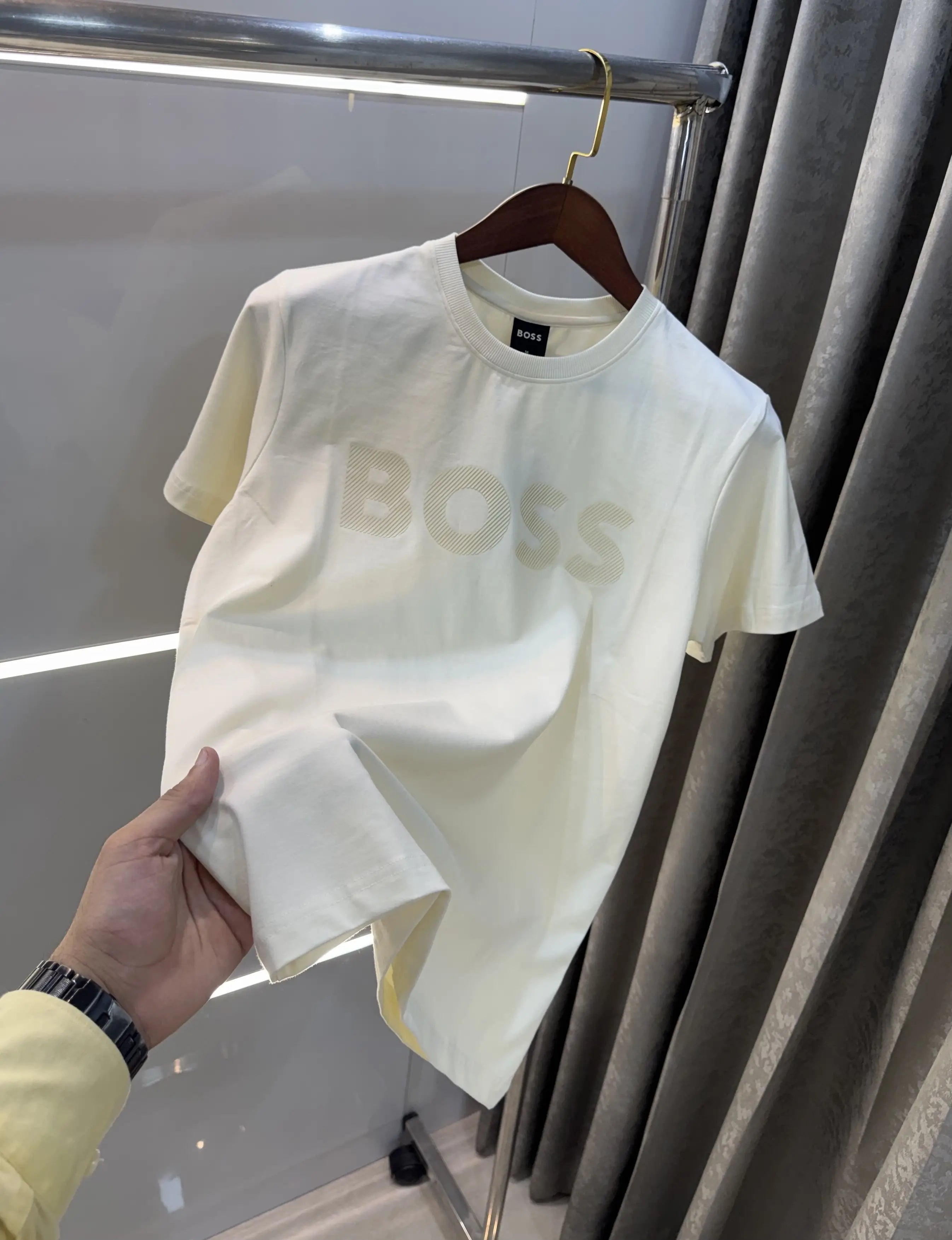 Hugo Bos s Cream Embroidery Logo Premium T-Shirt Main image
