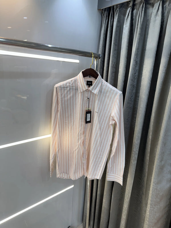 Hugo Boss Pink linen Stripes Premium Shirt