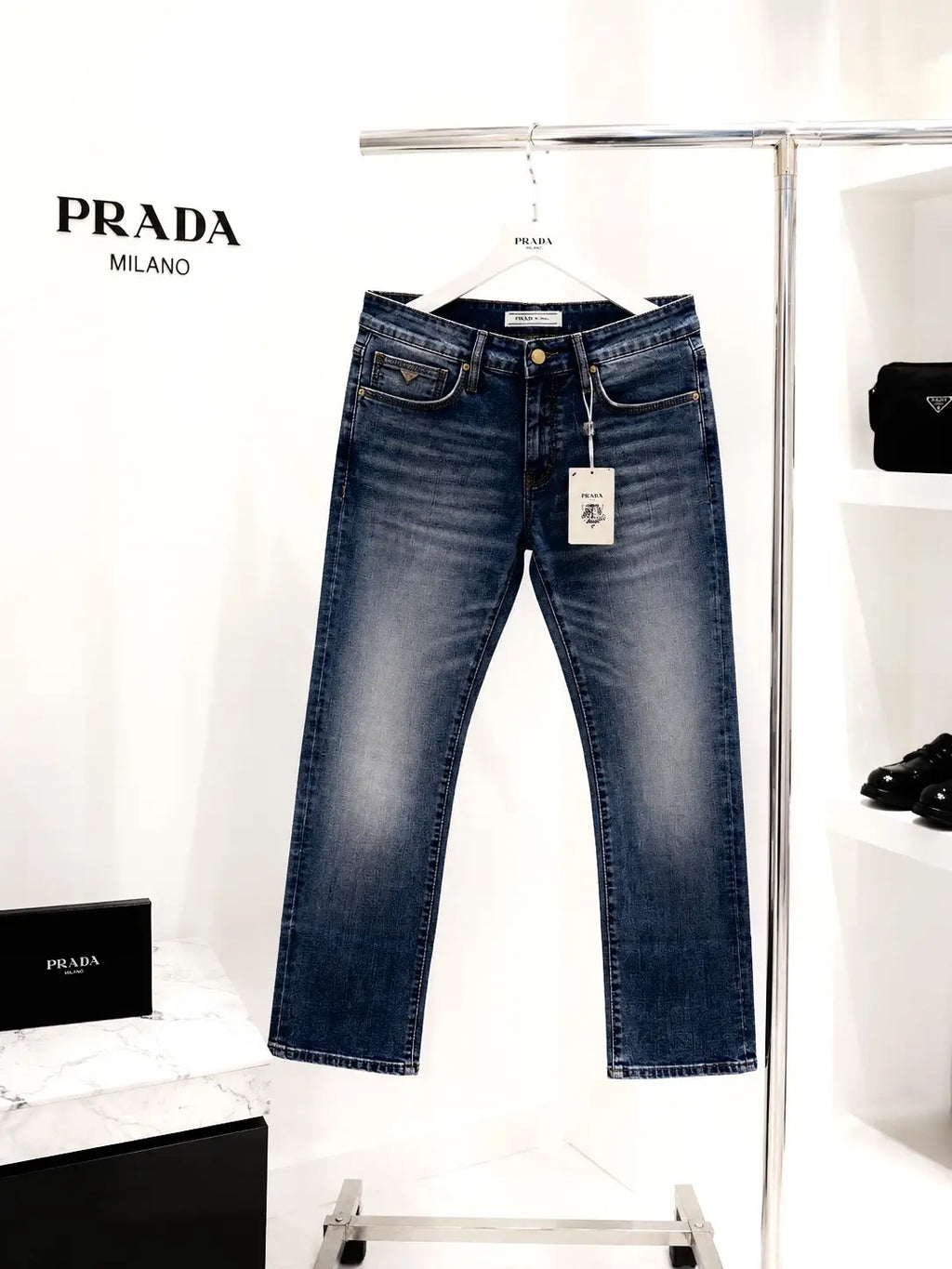 Prad a Milano Dark Blue Shade Imported Denim