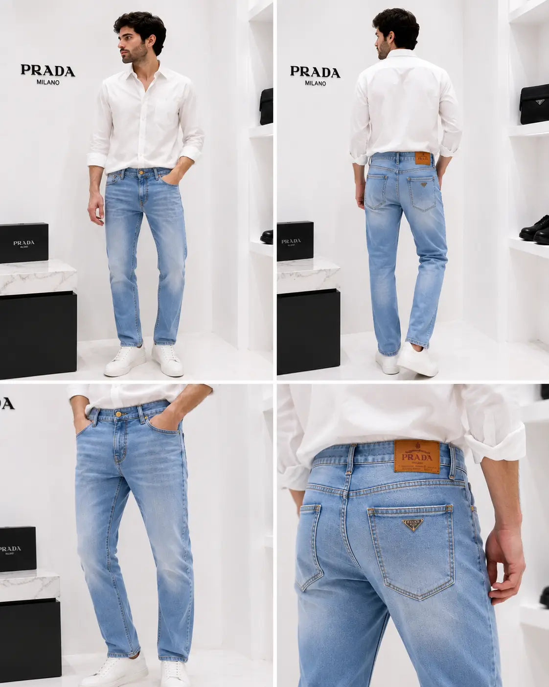 Prad a Milano Sky Blue Shade Imported Denim Main image