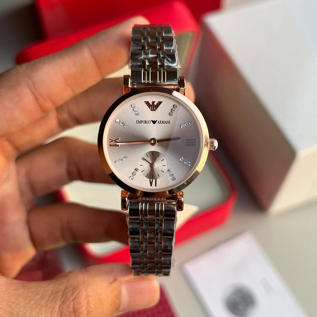 Emporio Arman i Women Two Tone Rose Dial Diamond