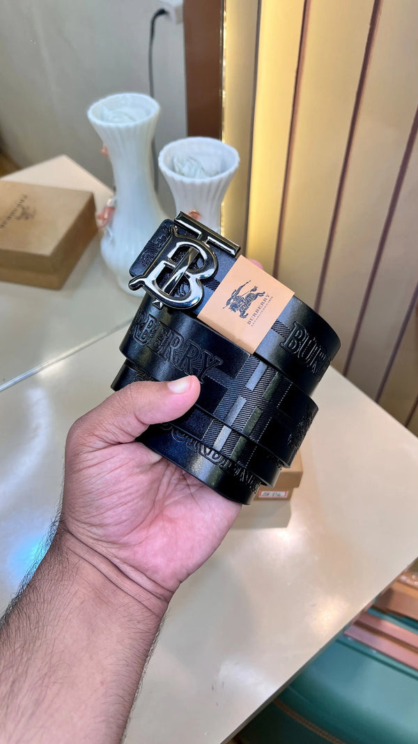 BB BURBERRY PREMIUM QUALITY IMP EMBOSSED LEATHER BELTS WITH OG BOX BB-610
